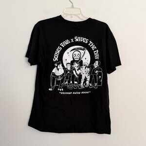 senses fail x saves the day band tee halloween black white L